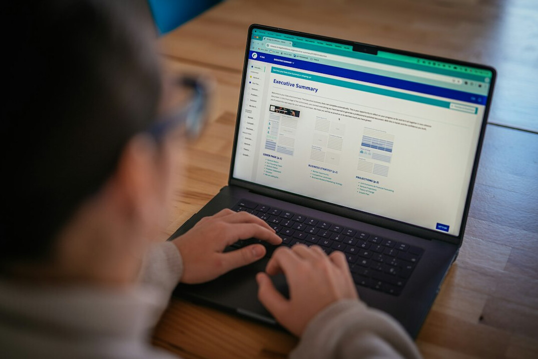person checking budget on laptop